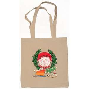  Mrs Claus Wreath Cookies Cake Canvas Tote Bag Natural 