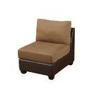   Armless Sofa Chair with Tufted Design in Saddle Microfiber Plush