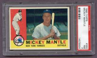 1960 Topps #350 Mickey Mantle   PSA 7 NM   Near Mint Condition  