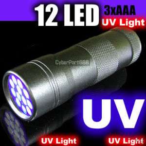 12 LED UV Ultra Violet Flashlight Lamp Alu Torch Light  