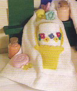 Crochet Pattern ~ FLOWER BASKET GUEST TOWEL SET ~  
