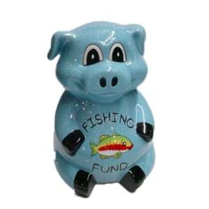  Fishing Fund Ceramic Piggy Bank in Blue Toys & Games