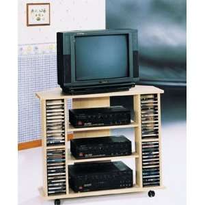  TV Stand with CD Rack Natural Finish Furniture & Decor