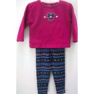 Girl 3t, Cotton Magenta Top, Navy Printed Pajamas