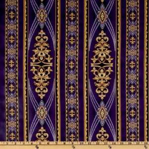  44 Wide Coraline Flourish Stripes Purple Fabric By The 
