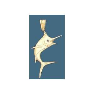  Peter Costello 14K Gold 45MM Blue Marlin Nautical Pendant 