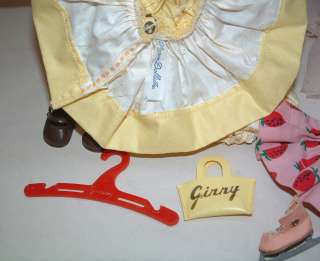 1950s VOGUE GINNY RED HAIR WALKER DOLL w PIGTAILS AND OUTFITS  