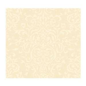   Willow Woods Linear Damask Wallpaper, Butter/Cream