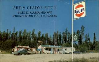 PINK MOUNTAIN BC Art & Gladys Fitch GULF GAS PUMPS STATION Old PC 
