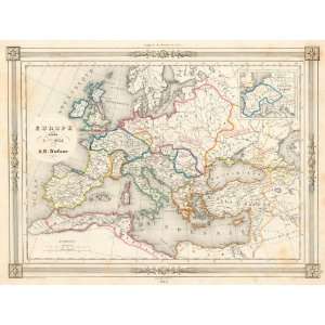  Dufour 1846 Antique Map of Europe Circa 500 A.D. Office 