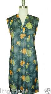 Womens Gray Floral House Dress Lounger LARGE 12/14 Sleeveless Night 