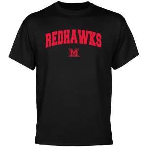  Miami University RedHawks Black Logo Arch T shirt Sports 