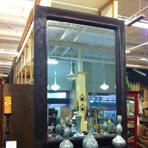 Eclectic Old World Leather Framed Wall Mirror 63x87  