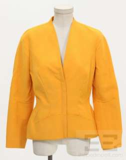   Gold Yellow Wool Seamed Detail Snap Front Jacket Size 40 FR  