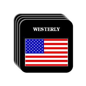 US Flag   Westerly, Rhode Island (RI) Set of 4 Mini Mousepad Coasters