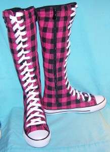 NEW YOUTH SKATE LACE UP KNEE HIGH TOP SNEAKERS BOOTS SIZE 2, 3, 4 PINK 