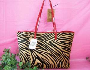 Clever Carriage Zebra Print Cowhair Reversible Tote NWT  
