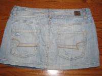 American Eagle Distressed Light Wash Blue Jean Denim Mini Skirt Size 6 