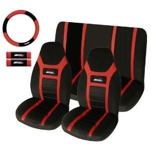  Covers, 2 Pc Back Seat Covers, 1 Steering Wheel Cover, 2 Seat Belt 
