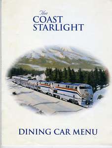 Amtrak Coast Starlight Dining Car Menu Train Graphics  