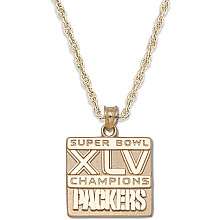 LogoArt Green Bay Packers Super Bowl XLV Champions 10kt Gold Necklace 