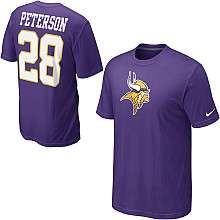 Nike Minnesota Vikings Adrian Peterson Name & Number T Shirt    