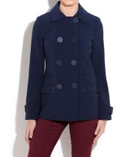 Navy (Blue) Double Breasted Crepe Coat  235711341  New Look