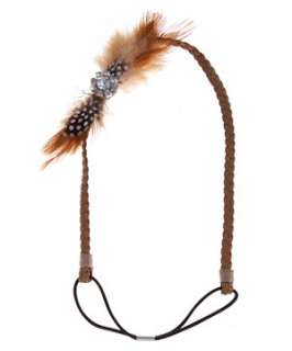 Brown Pattern (Brown) Brown Feather Plaited Headband  252841729  New 