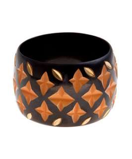 Brown (Brown) Diamond Carved Wooden Bangle  249855220  New Look
