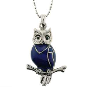 Owl Mood Pendant with 1.2mm Ball Chain   16 to 18 Adjustable Necklace