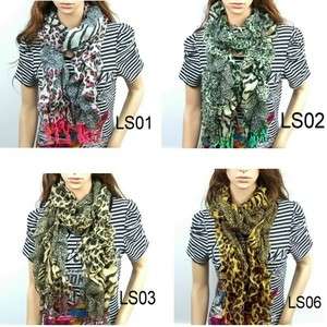 New fashion style leopard girl scarf lace womens carves shawl wrap 