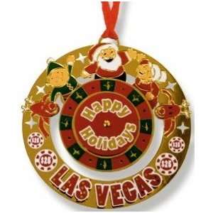  Las Vegas Metal Christmas Ornament Santa Roulette Die Cut 