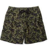 acne scout printed textured cotton shorts