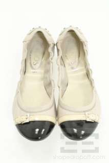   And Black Patent Cap Toe Leather Gommini Ballet Flats Size 40  