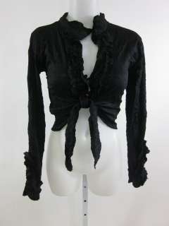 MY DESIGN PARIS Black Crinkle Skirt Shirt 2 Pc Set Sz S  