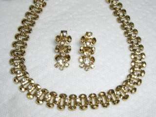   Tone & Rhinestone BOOKCHAIN Necklace & Dangle Earrings~Demi~Set  