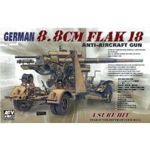    German 8.8cm Flak 18 Anti Aircraft Gun 1 35 AFV Club Toys & Games