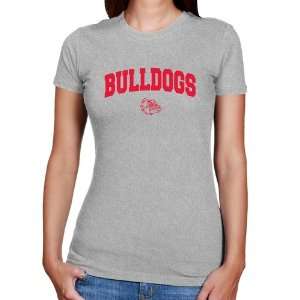  Gonzaga Bulldogs Ladies Ash Logo Arch T shirt Sports 