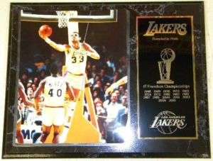 Kareem Abdul Jabbar Lakers Champions 12x15 Plaque  