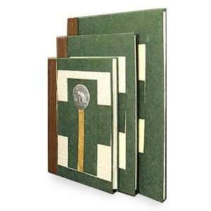  Notebooks, Green on Cream (set of 3)