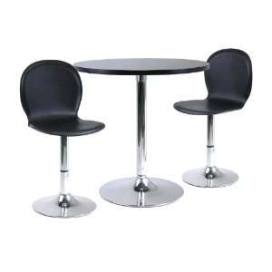   Table Set, 29 Round and 2 Swivel Faux Leather Chairs