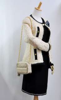 Chanel Beige Shoulder quilted pouch with fringe CC S923  