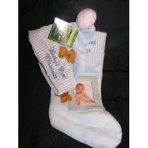   First Christmas Blue Chrsitmas Stocking and Hat Set