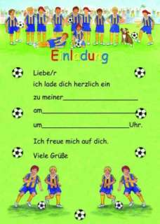 12 Einladungen Einladung Kindergeburtstag Fußball 2 neu  