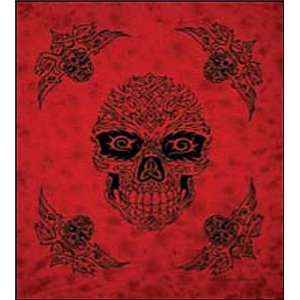   Red Tribal Skull Cotton Tapestry 100 X 90 Tattoo