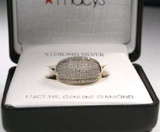 200  18 KT Gold Over Sterling Silver Pave Diamond Ring SZ 7 NWT 