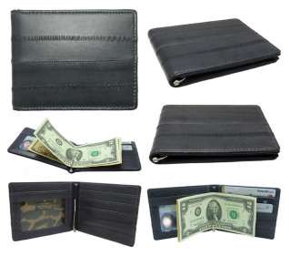 Genuine Eel skin Leather Money Clip Wallet Purse Credit card Case 