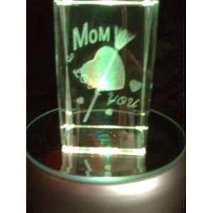  Laser Etched Crystal Cube Mom 