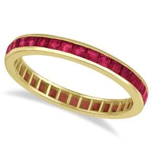  Princess Cut Ruby Eternity Ring Band 14k Yellow Gold (1 