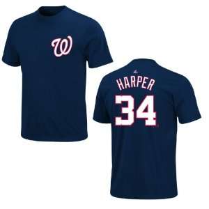  Washington Nationals Bryce Harper Navy Name and Number T 